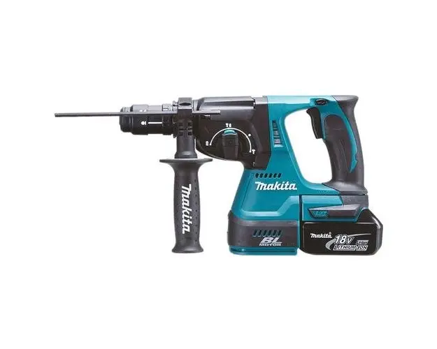 Ciocan rotopercutor Makita DHR243RTJ, SDS Plus, 18 V, 950 rpm, 4700 bpm, 2.0 J + 2x Acumulatori BL1830 5.0 Ah, Incarcator si Valiza transport Makpac