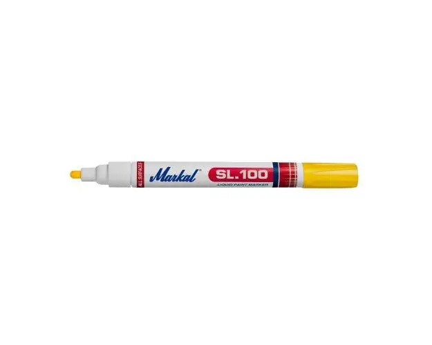 Marker permanent industrial cu vopsea MARKAL SL-100, galben, varf rotund 2 - 4 mm