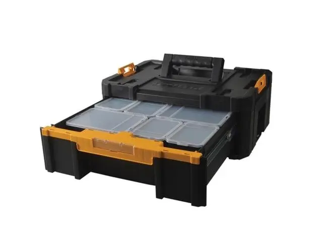 Cutie organizare DeWALT TSTAK III DWST1-70705, Sertar adanc dotata cu 6 cutiute cu capac, 9.5 L (Negru)