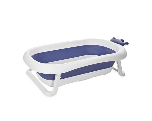 Cadita pliabila pentru bebelusi Lorelli Royal Blue, 83 cm, 0-12 luni, cu dop de scurgere, indicator de umplere, margini rotunjite