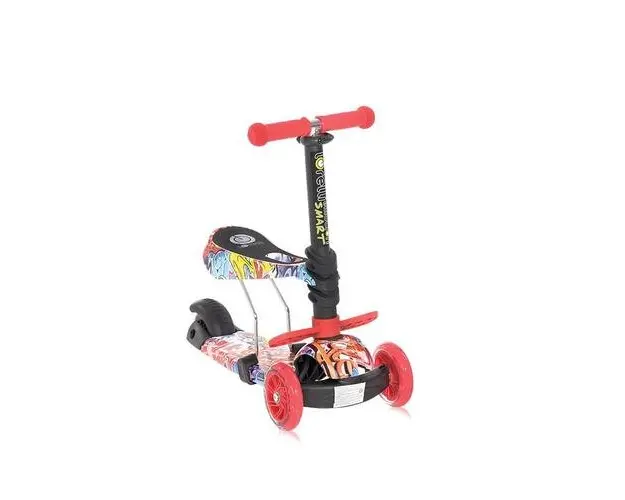Trotineta pentru copii Lorelli Smart Graffiti, 3 ani+, sa detasabila, ghidon si sa reglabila pe inaltime in 3 pozitii, 2 roti luminoase pe fata
