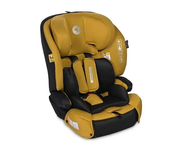 Scaun auto pentru copii Lorelli Benevento Lemon Curry, Isofix, i-Size, 15 luni-12 ani, 76-150 cm, certificat R129, tetiera reglabila, protectie in caz de impact
