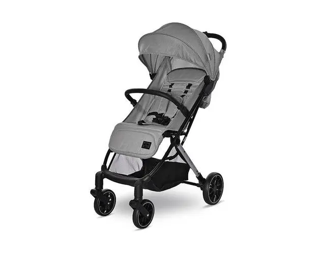 Carucior pentru nou-nascut Lorelli Ribera Grey Icy, tip troler, dimensiuni compatibile avion, 0 luni - 3 ani, maxim 15 Kg, spatar reglabil in multiple pozitii, copertina cu protectie solara, roti cu suspensie, pliere cu o singura mana
