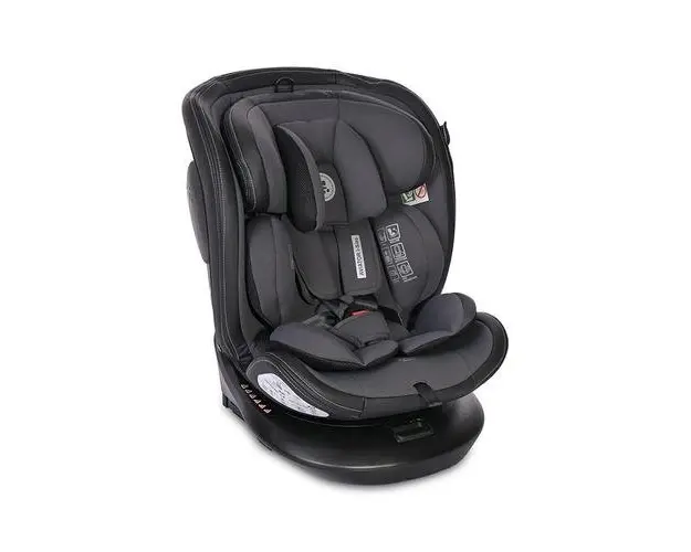 Scaun auto pentru copii Lorelli Aviator Isofix Grey, i-Size, 0 Luni-12 Ani, 40-150 cm, certificat R129, baza rotativa 360 grade, reglabil, sistem protectie impact lateral, sistem antibasculare