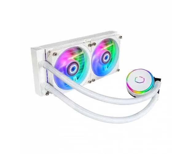Cooler CPU CoolerMaster MasterLiquid PL240 Flux, iluminare ARGB, 2x120 mm, 2300 rpm, PWM (Alb)