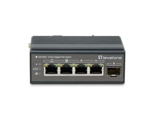 Switch industrial LevelOne IGP-0501, 5 Porturi Gigabit, PoE (Negru)