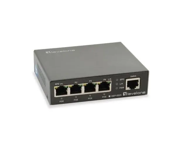 Switch LevelOne GEP-0523, 5 Porturi, PoE (Negru)