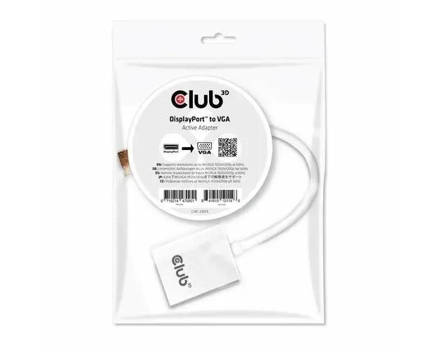 Adaptor activ CLUB3D CAC-2003, Displayport la VGA, 120x120x25 mm