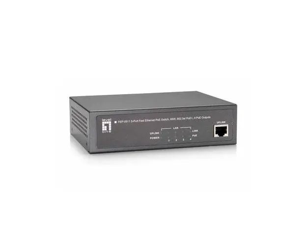 Switch LevelOne FEP-0511, 4 Porturi, Ethernet, PoE (Negru)