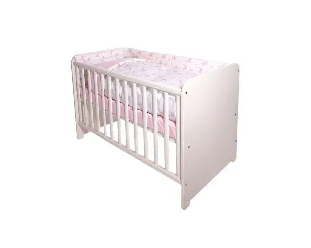 Set lenjerie pat 60 x 120 cm Lorelli Smile Pink Moons & Stars, 10 piese, bumbac ranforce