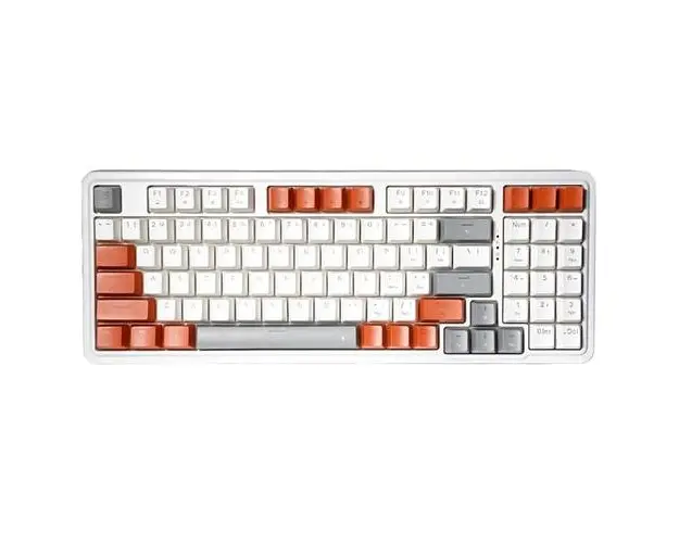 Tastatura Gaming Mecanica Redragon Gloria, iluminare RGB, Red Switch, Cu fir, Layout US (Alb/Portocaliu)