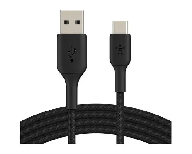 Cablu Belkin BOOST CHARGE USB-A catre USB-C, impletit, 0,15M, Negru