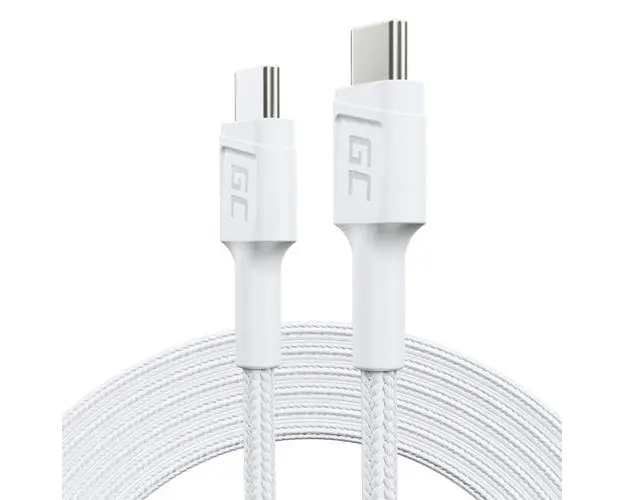 Cablu de date Green Cell PowerStream, USB-C - USB-C, Power Delivery 60W, 200cm, Alb