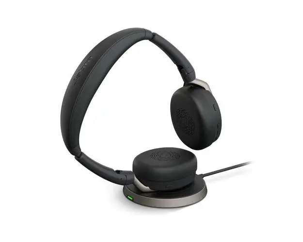 Casti Wireless Call Center Jabra Evolve2 65 FLEX, Bluetooth, USB-C, MS, Incarcare Wireless, Suport incarcare (Negru/Argintiu)