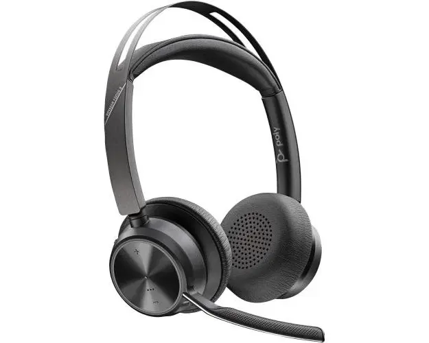 Casti Wireless Call Center Poly Voyager Focus 2, Over the Ear, Bluetooth, Microfon, ANC (Negru)