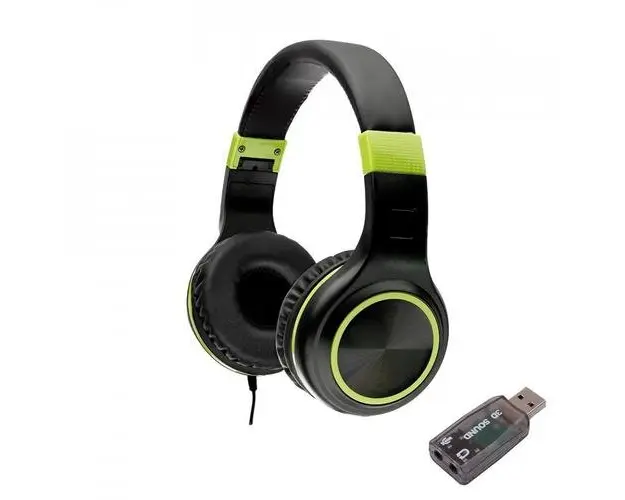 Casti Stereo Spacer SPHS-PEARL-GR-USB, Jack 3.5mm, USB, Cablu 1.8m, Microfon (Negru/Verde)