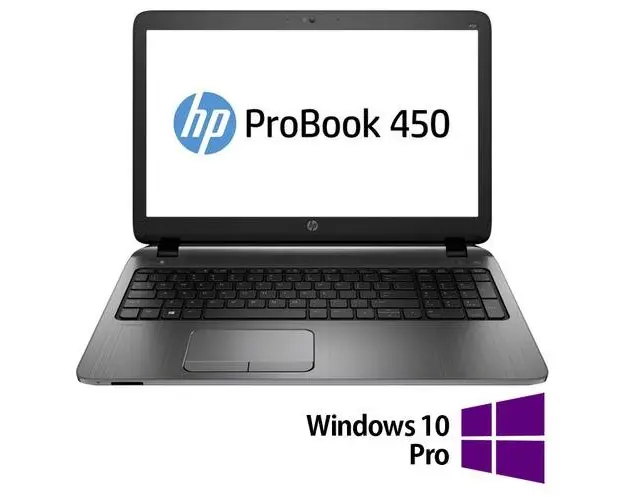 Laptop Refurbished HP ProBook 450 G3, Intel Core i3-6100U 2.30GHz, 8GB DDR3, 256GB SSD, DVD-RW, 15.6 Inch, Tastatura Numerica, Webcam + Windows 10 Pro