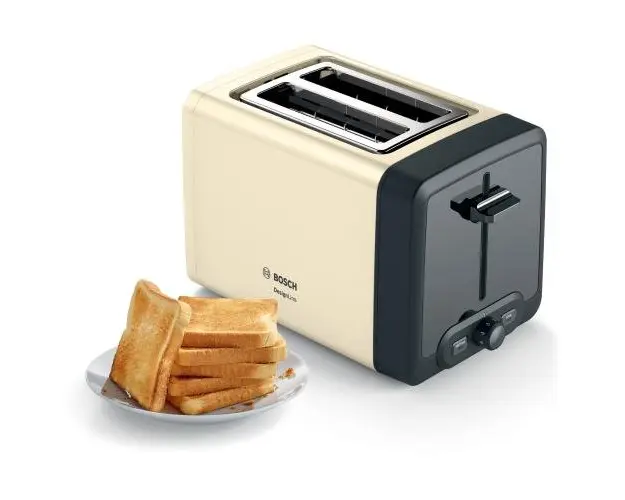 Prajitor de paine BOSCH DesignLine TAT4P427, 2 felii, 970W (Negru/Bej)
