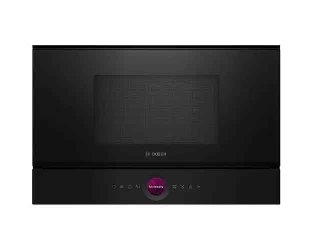 Cuptor cu microunde incorporabil Bosch Series 8 BFL7221B1, 21 l, 900 W, Autocuratare hidrolitica, 20 functii , Negru