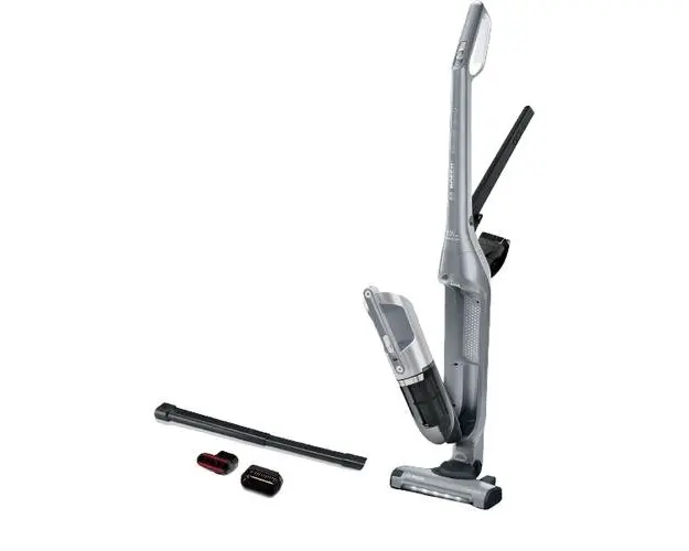 Aspirator vertical 2 in 1 cu acumulatori Bosch Flexxo Gen2 23Vmax BCH3K2301, Serie 4, Autonomie 50 minute, Recipient 0.5 l, Tehnologia litiu-ion de la Bosch, Perie AllFloor Power cu LED-uri (Argintiu)