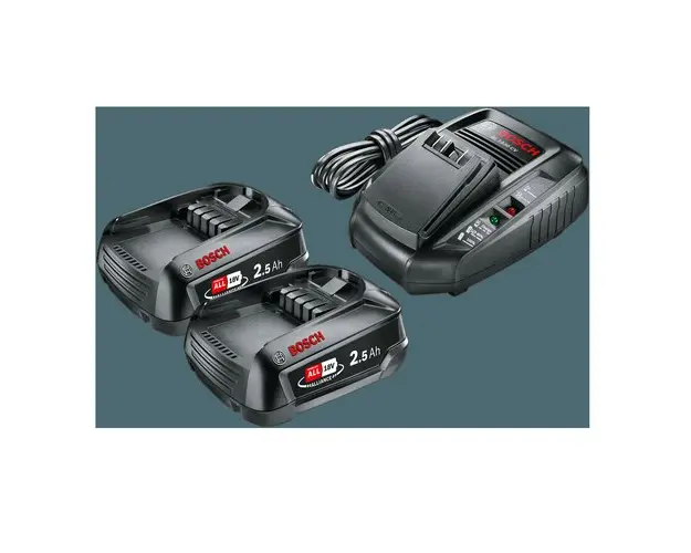 Set 2 acumualtori si incarcatori rapid Bosch 1600A011LD, 18 V, 2.5 Ah, tehnologia Power For All