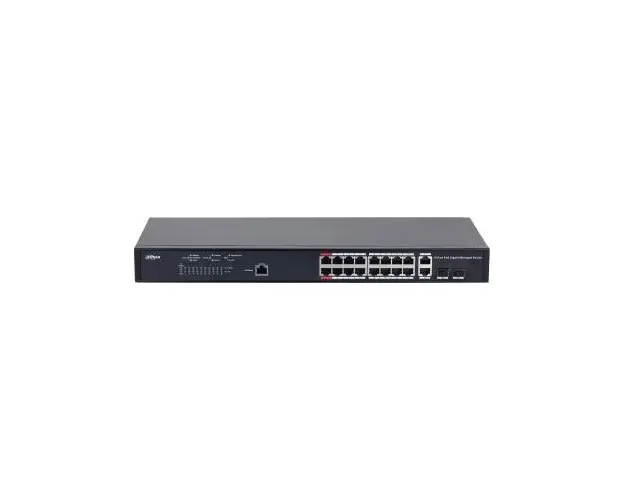 Switch Dahua PFS4218-16GT-130 cu 16 porturi gigabit PoE, 2 porturi gigabit