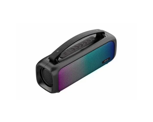 Boxa portabila Akai ABTS-08-BK, 8 W, Lumini RGB, FM Radio, Bluetooth, Negru