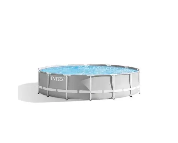 Piscina Intex Prism Frame, cu pompa filtrare, PVC, 427 cm x 107 cm, 12700 l, Gri