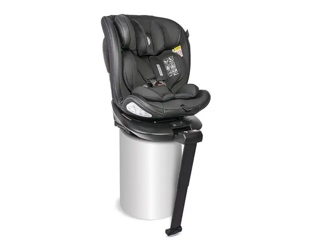 Scaun auto pentru copii Lorelli Estate, Isofix, 0 Luni-12 Ani, 40-150 cm, picior de sprijin telescopic, I-size, certificat R129, reglabil, pozitie somn, baza rotativa 360 grade, sistem de protectie impact lateral, Negru