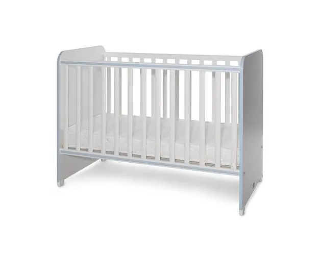 Patut Lorelli Sweet Dream White Baby Blue, 2 nivele de inaltime, muchii rotunjite, grilaj detasabil, 60x120 cm