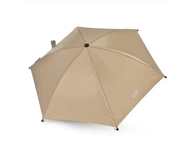 Umbrela pentru carucior Lorelli Shady, cu factor de protectie 50+, potrivire cu majoritatea carucioarelor, sistem de prindere reglabil, brat flexibil, material impermeabil, Bej