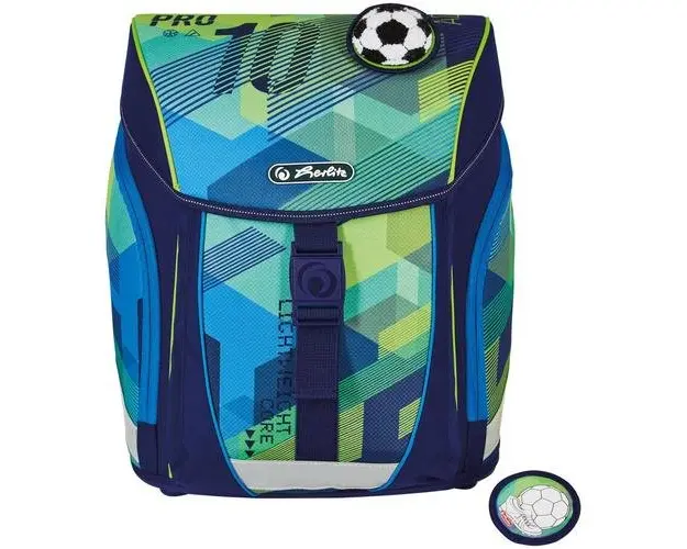 Ghiozdan neechipat Herlitz FiloLight motiv Green Goal, dimensiune 38 x 32 x 22 cm