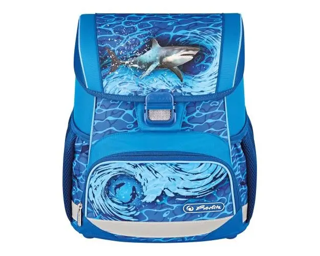Ghiozdan neechipat Herlitz Loop motiv Blue Shark, dimensiune 37 x 31 x 22 cm