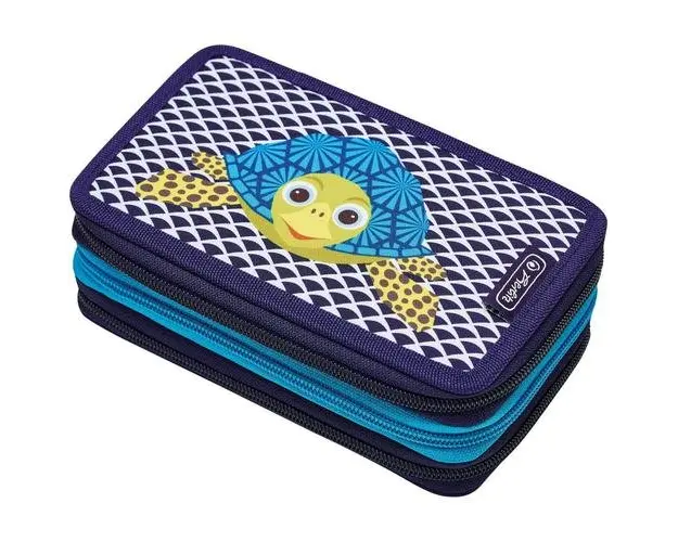 Penar Herlitz motiv Cute Animals Turtle, echipat 31 piese, 3 fermoare, dimensiune 19 x 11,5 x 7 cm