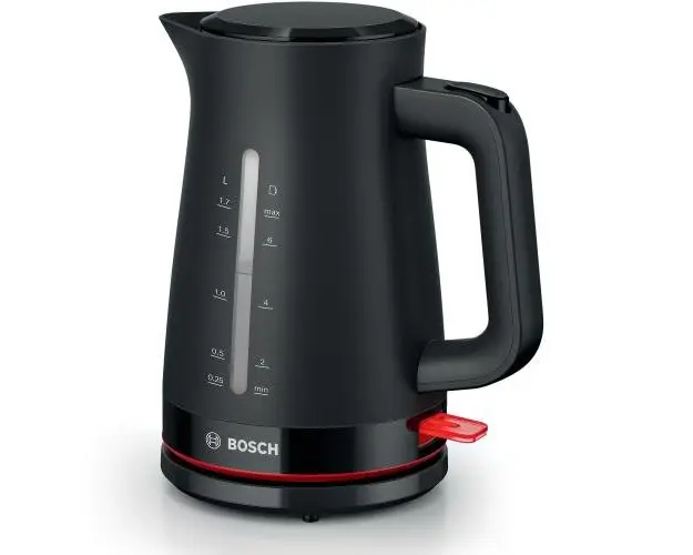 Fierbator de apa Bosch TWK3M123, 1.7l, filtru de calcar,oprire automata, protecţie impotriva supraincalzirii şi functionarii fara apa, oprire in momentul ridicarii canii de pe suport, Negru