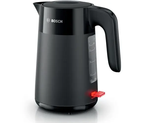 Fierbator de apa Bosch TWK2M163, 1.7l, filtru de calcar,oprire automata, protectie impotriva supraincalzirii si functionarii fara apa, oprire in momentul ridicarii canii de pe suport, Negru