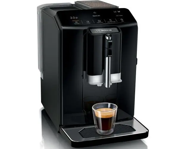 Espressor automat Bosch VeroCafe TIE20119, 1300 W max, 15 bari, 1,4 l, rasnita ceramica, dispozitiv spumare lapte MilkMagic Pro, cu sistem SensoFlow System (Negru)