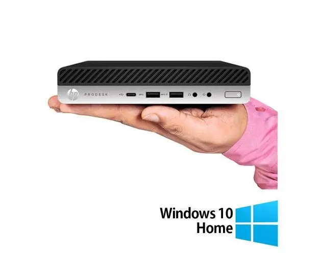 Calculator Sistem PC Refurbished HP ProDesk 800 G4 Mini PC, Intel Core i5-8500T 2.10 - 3.50GHz, 8GB DDR4, 256GB SSD + Windows 10 Home