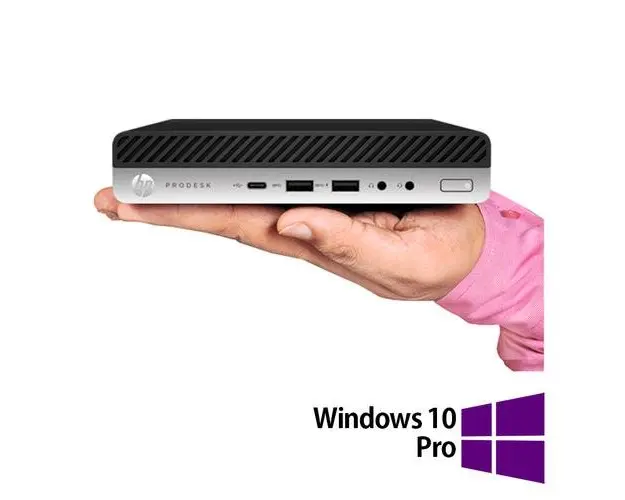 Calculator Sistem PC Refurbished HP ProDesk 800 G4 Mini PC, Intel Core i5-8500T 2.10 - 3.50GHz, 8GB DDR4, 256GB SSD + Windows 10 Pro