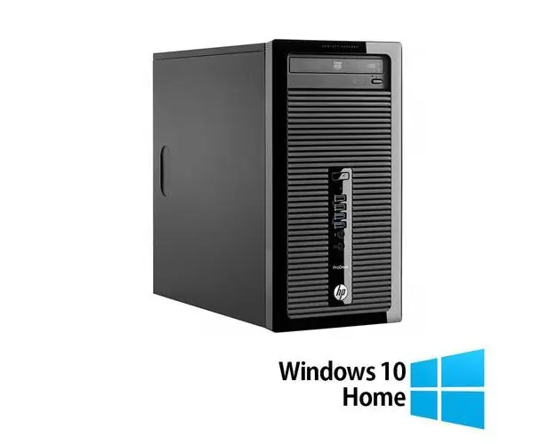 Calculator Sistem PC Refurbished HP 400 G2 Tower, Intel Pentium G3240 3.10GHz, 4GB DDR3, 500GB SATA, DVD-RW + Windows 10 Home