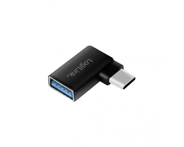 Adaptor Logilink AU0055 USB 3.2 A mama - USB type C tata in unghi 90 grade (Negru)