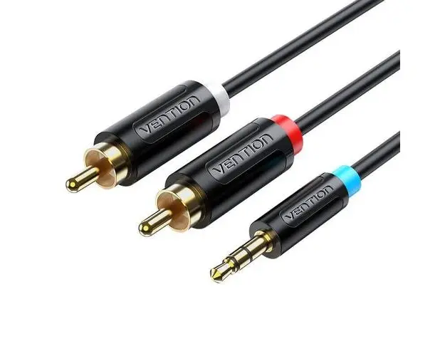 Cablu audio Vention BCLBI, Jack 3,5 mm la 2x RCA tata, 3m (Negru)