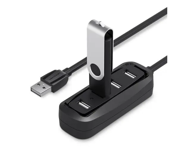 Hub USB 2.0 Vention VAS-J43-B050, 4 porturi, cablu 50 cm (Negru)