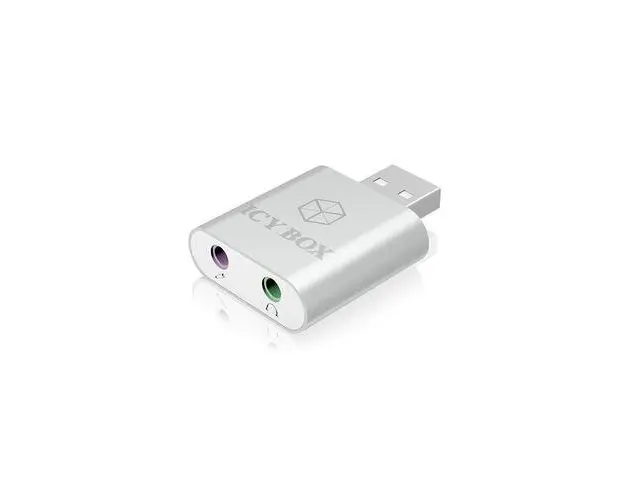 Adaptor audio Raidsonic IcyBox, IB-AC527, USB-A la 2 x Jack 3.5mm jack, USB2.0, Argintiu