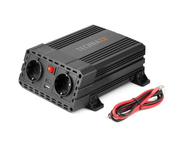 Invertor de tensiune Technaxx TE19, 600W, alimentare 12V, iesire 230V, USB-A, USB-C (Negru)