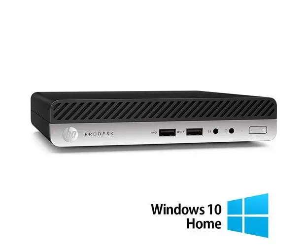 Calculator Sistem PC Refurbished HP ProDesk 400 G4 Mini PC, Intel Core i3-8100T 3.40GHz, 8GB DDR4, 256GB SSD + Windows 10 Home