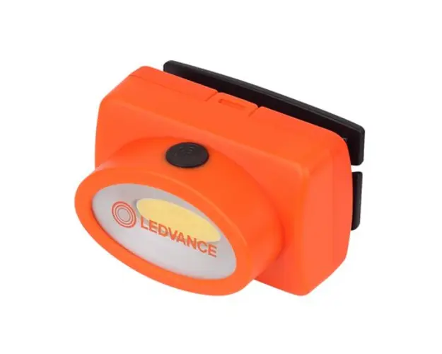 Lanterna LED frontala Ledvance, 1.6W COB, 80 lm, lumina rece (6500K), 2 moduri de iluminare (100%-180lm, 50%-90lm), 3xAAA (neincluse), IP22, Portocaliu/Negru