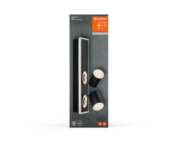Spot LED dublu ajustabil Ledvance DECOR MARS, 29W, 3100 lm, lumina calda (3000K), IP20, 408mm, Negru, clasa energetica F