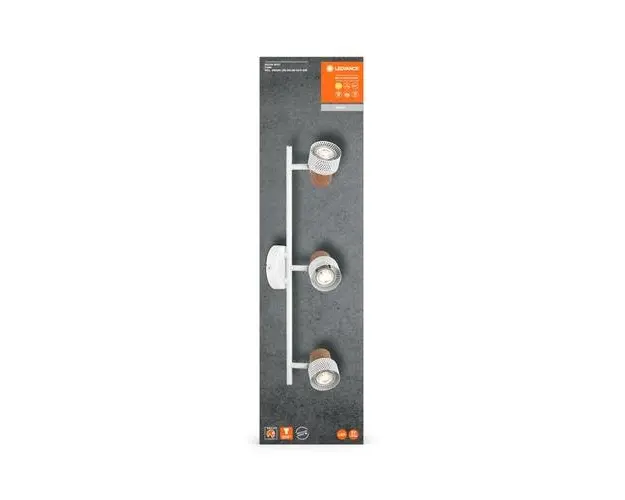 Spot LED triplu ajustabil Ledvance DECOR CORK, 3xGU10, 3x3.4W, 690 lm, lumina calda (2700K), dimabil, IP20, 577mm, Alb, clasa energetica G