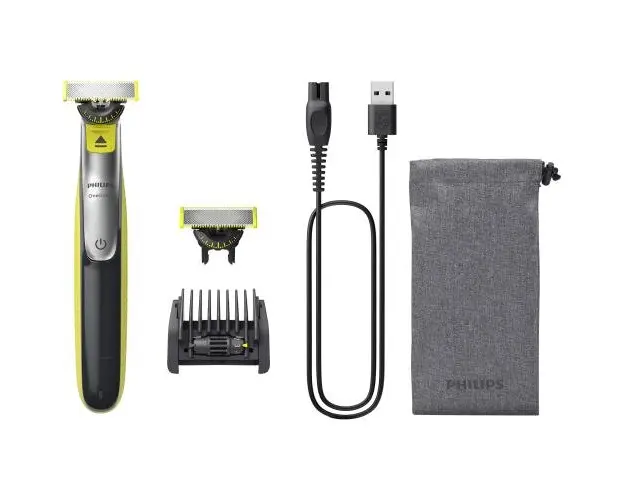 Aparat hibrid de barbierit si tuns barba Philips OneBlade 360 QP2734/31, pieptene reglabil 5 in 1, reincarcabil, umed si uscat, 60 min, USB-A, husa, capac de protectie, lama 360 inlocuibila suplimentara (Verde)